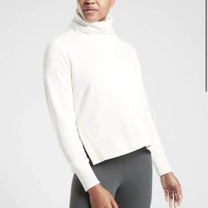 NWT ATHLETA Double Cozy Karma Funnel Neck Sweatshirt SMALL Sea Salt White Top